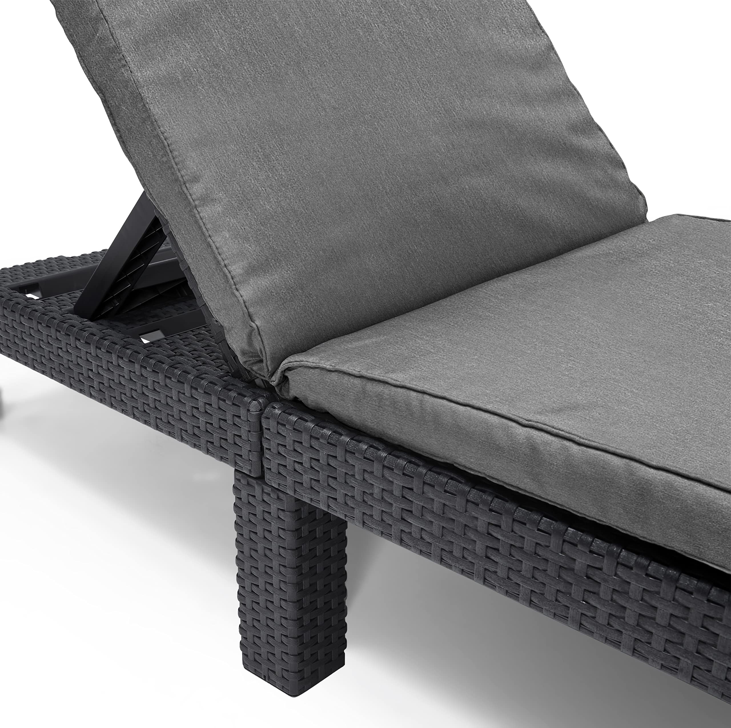 Allibert by Keter Daytona Deluxe Outdoor Garden Sun lounger - Graphite with Grey Cushions